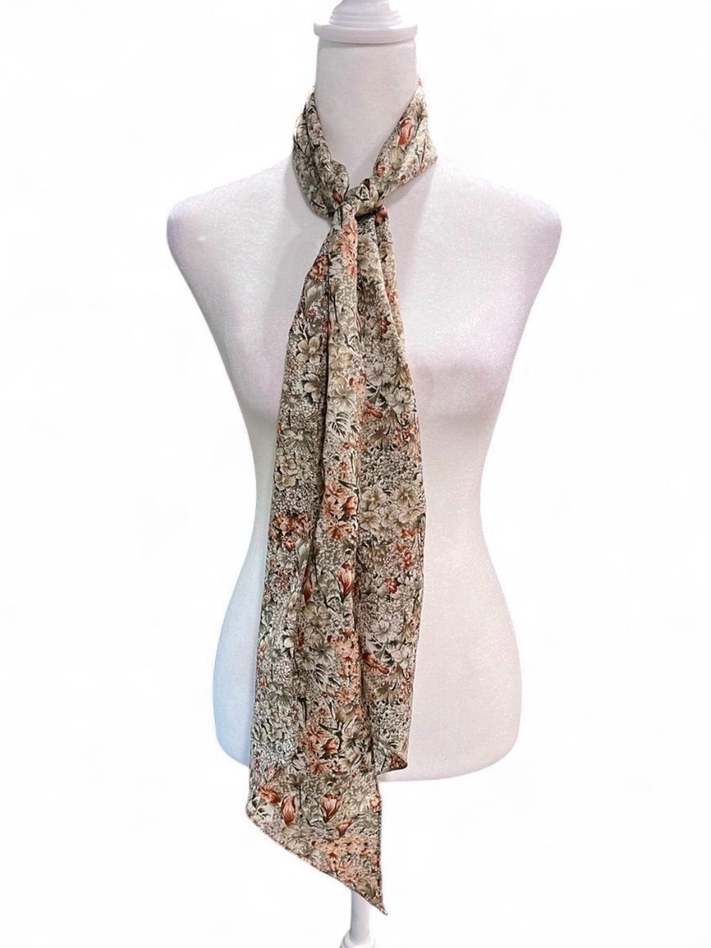 Floral Print Lightweight Scarf - Brown